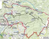 Carte du tour du Mont Ventoux à vélo, avec les villages, routes et dénivelés.