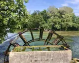 Roues à aubes en bois sur la Sorgue, parfait pour une balade en bateau à L'Isle-sur-la-Sorgue.