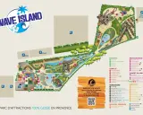 Plan du parc aquatique Wave Island, avec ses attractions, restaurants et services. Un paradis de glisse en Provence.