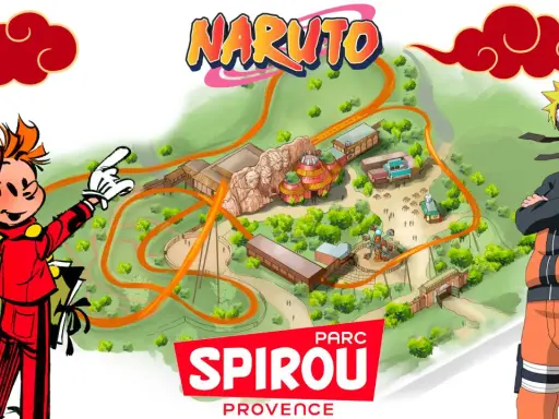 Spirou présente le parc Naruto à Provence, avec Naruto Uzumaki en vedette.