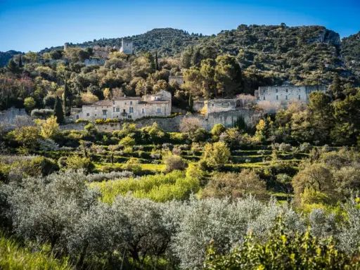 Village perché dans le Lubéron, avec ses maisons de pierre et ses oliveraies. Idéal pour savoir que visiter dans le Lubéron.