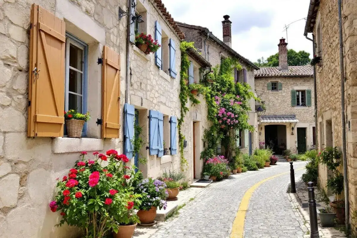 Charmante ruelle pav&eacute;e bord&eacute;e de maisons en pierre, volets color&eacute;s et fleurs &eacute;clatantes. Une invitation &agrave; d&eacute;couvrir que faire &agrave; Saint-Tropez, loin de l'agitation.